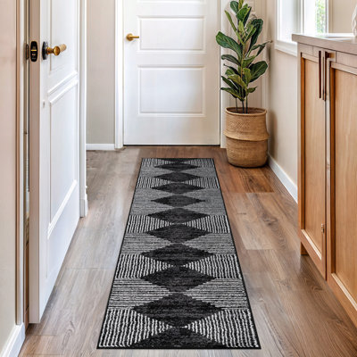 Black Ivory Geometric Stripe Area Rug