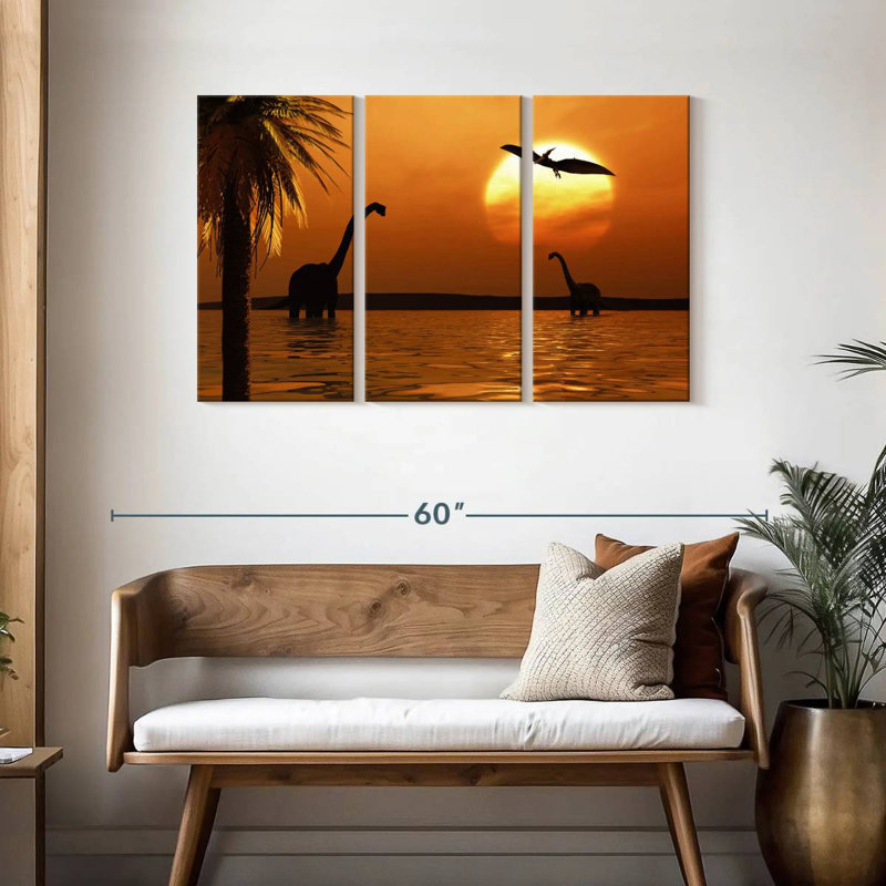 Gillard Beach Dinosaurs Sunset, 28" H x 45" W