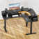 Meachie 63" Adjustable L Shaped Computer Standing Desk with 3 Drawers & Power Outlets & LED Lights