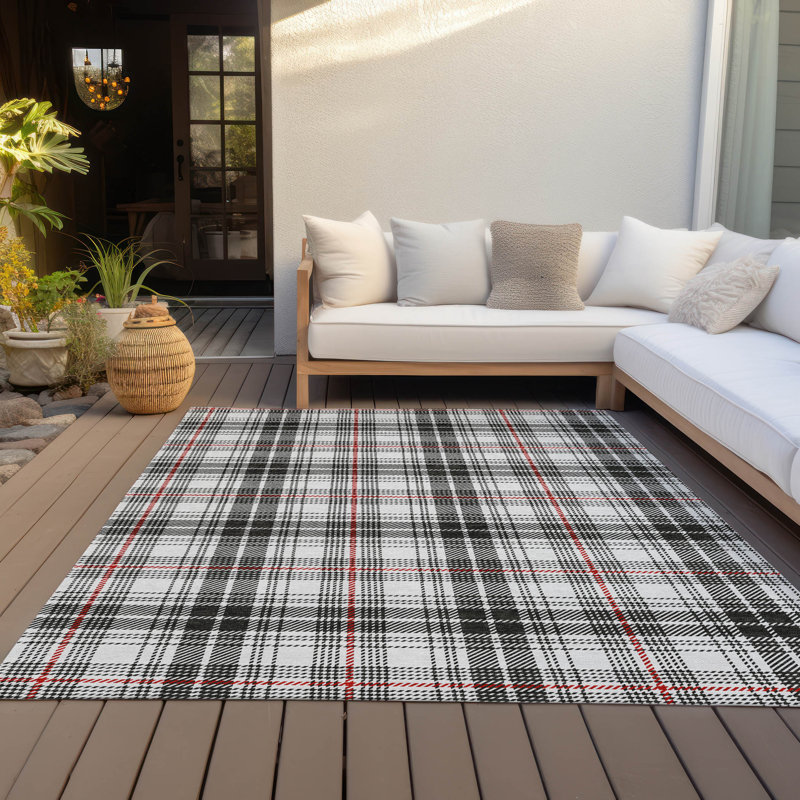 Tapis noir intérieur / extérieur lavable à la machine Chayden ACN993, Rectangle 5 pi x 7 pi 6 po