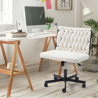 Cross Legged Office Chair, Height Adjustable Office Deak Chair for Office, Bedroom, Living Room by George Oliver