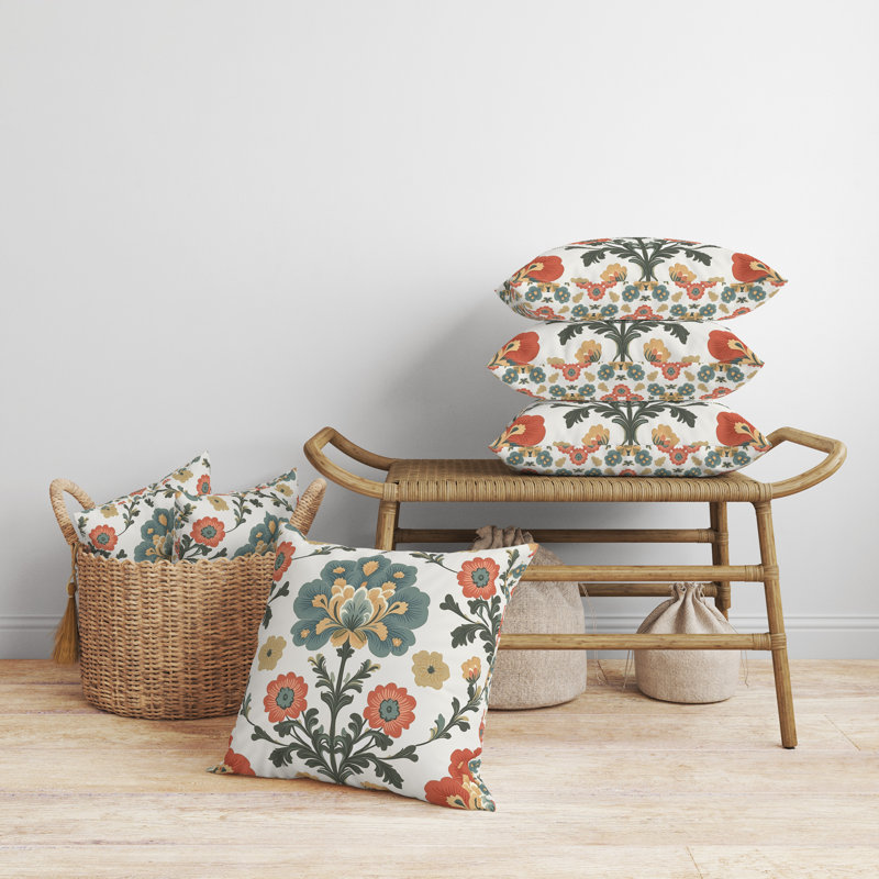 Ramage intérieur/extérieur 18x18 Regal Ramage, Carré 18 po, Beige/Coral