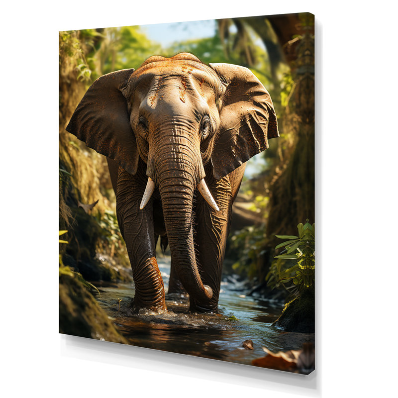 Impression sur toile Cheltzie, éléphant de Thaïlande, H 32 po x l 24 po x P 1 po, Toile tendue