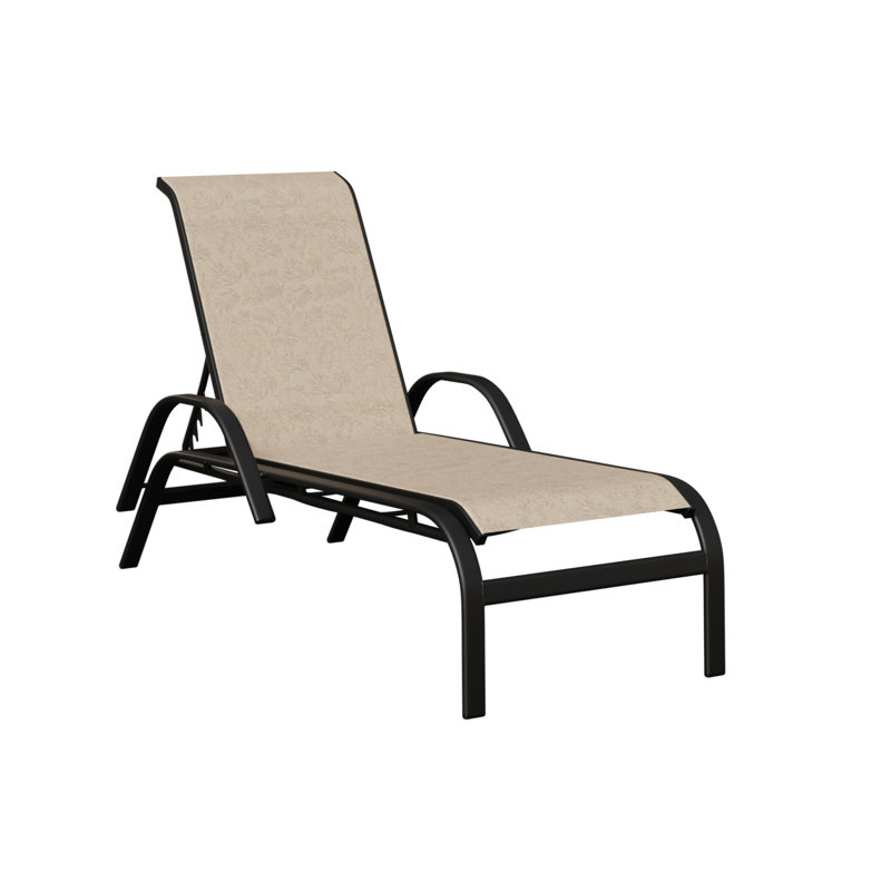 Chaise longue en aluminium noir mat Berlin, Beige jaunâtre, Noir mat