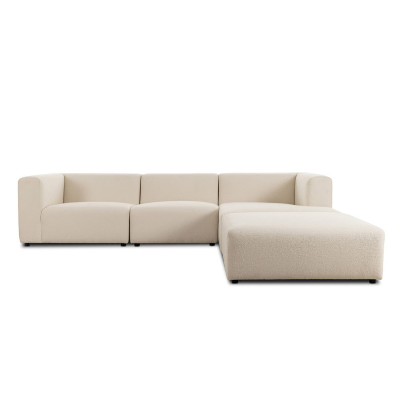 Lawndale 3PC LAF Sectional W/ Ottoman-Saxon Charcoal, Fayette Cloud Polyester Blend, Right Hand Facing