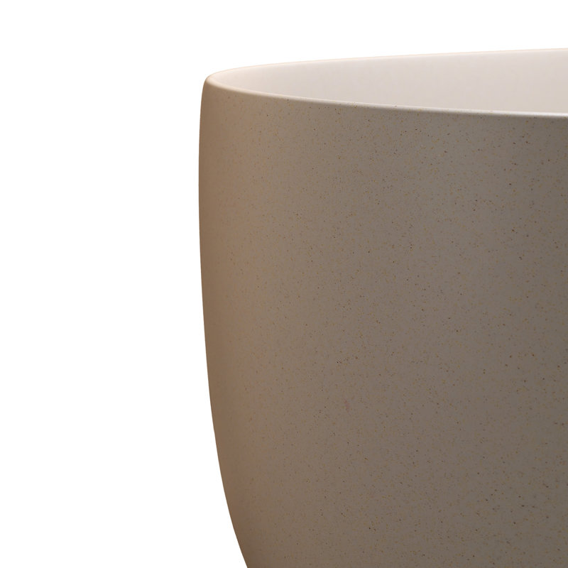 Baignoire de trempage autoportante beige de 47 pouces en pierre de résine à surface solide et facile à installer en beige de 47 po, bords arrondis lisses, excellente performance d'isolation