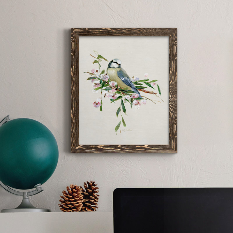«Spring Song Blue Bird», reproduction sur toile encadrée, Toile avec cadre noyer, H 37,5 po x l 27,5 po x P 1,5 po