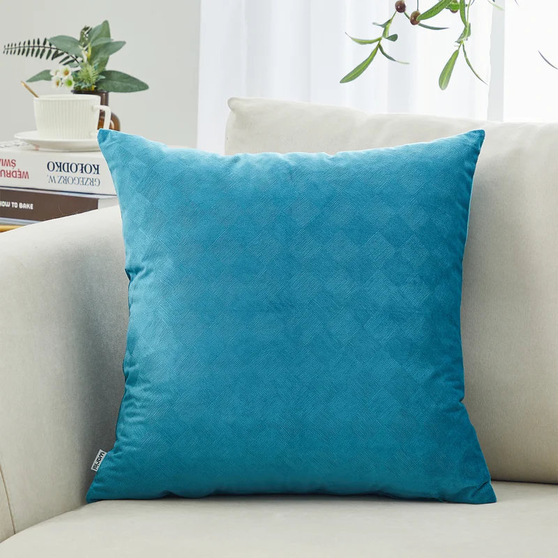 Housse de coussin Velvet Checkered, Bleu