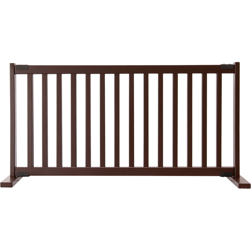 Barrière pour animaux autoportante en bois massif, l 41 po jusqu'à 72 x 15, Acajou