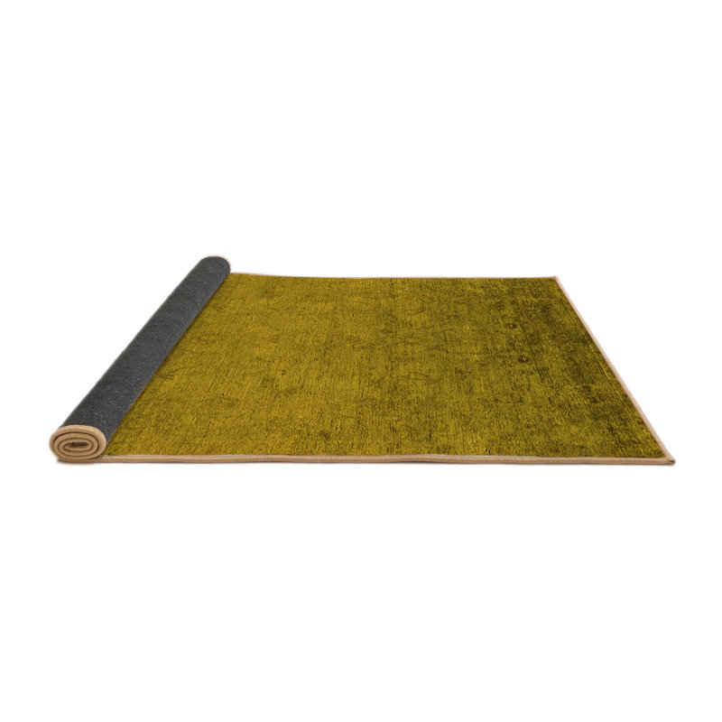 Tapis jaune en laine / polyester tissé à la machine 5 pi x 7 pi