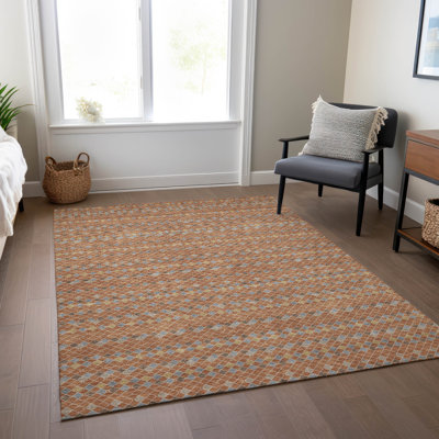Machine Washable Indoor/Outdoor Christain ACN1416 Paprika Rug