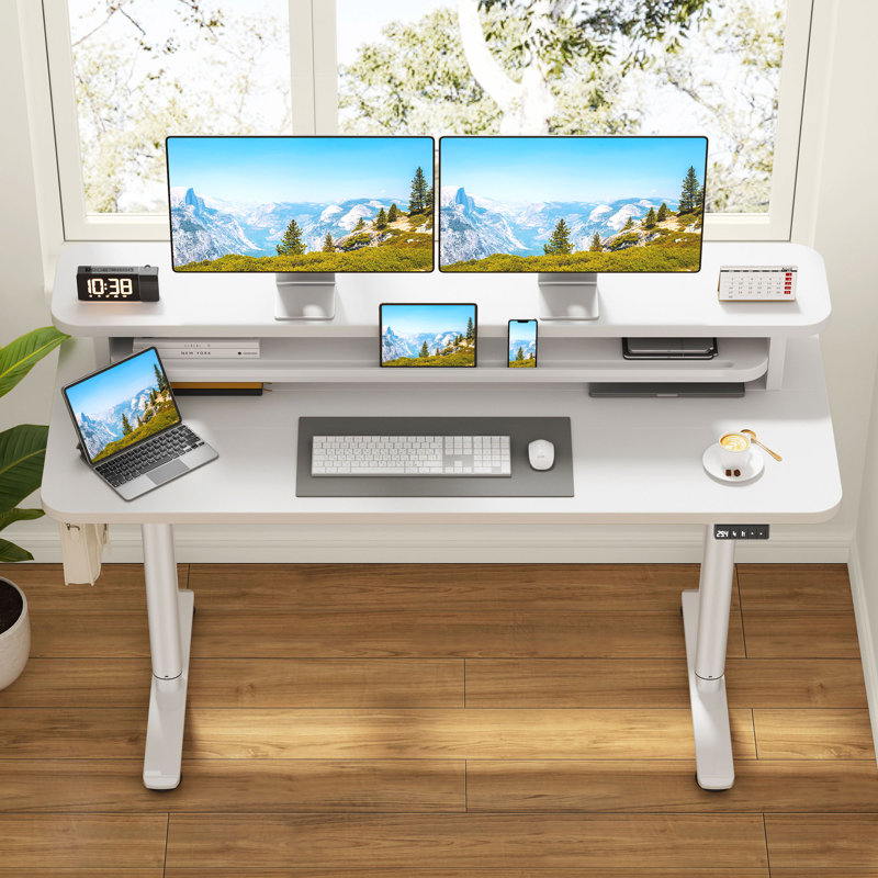 Bureau de jeu à hauteur ajustable Home Office, Blanc, H 122 cm x l 81 cm