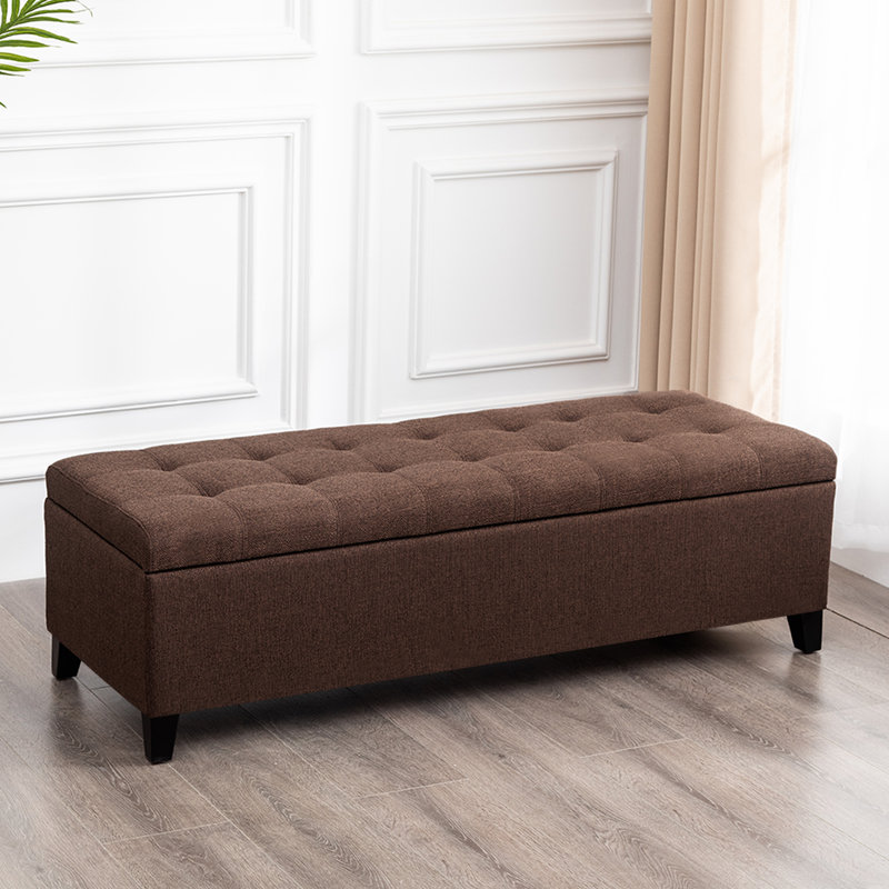 51-Inch Rectangular Storage Ottoman Bench For Bedroom, Brown