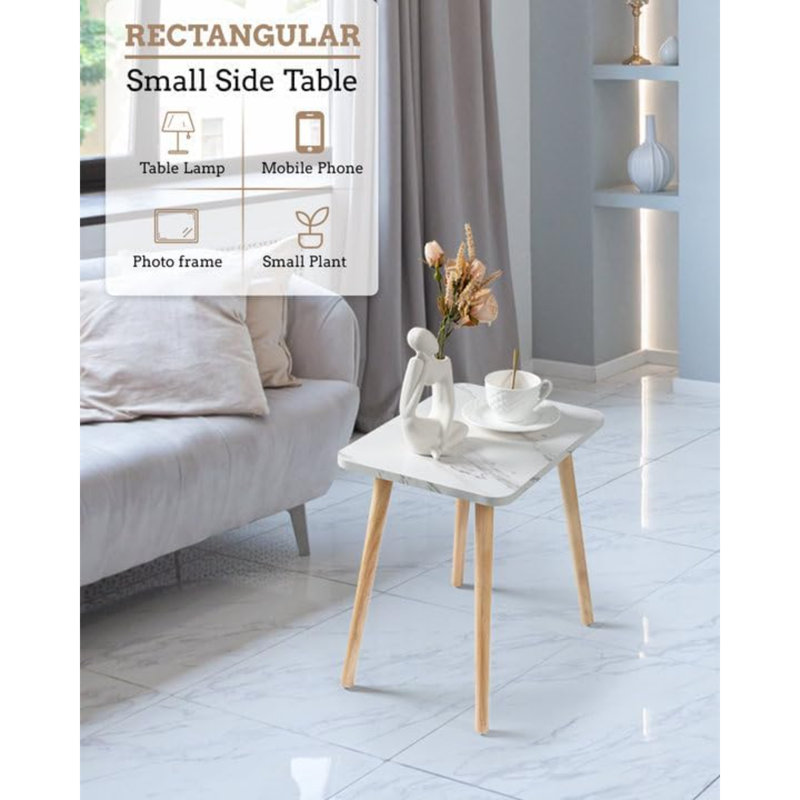 Petite table d'appoint, table de chevet moderne pour salon, chambre, balcon ou bureau, idéale pour les petits espaces. Montage facile. Finition en marbre blanc.