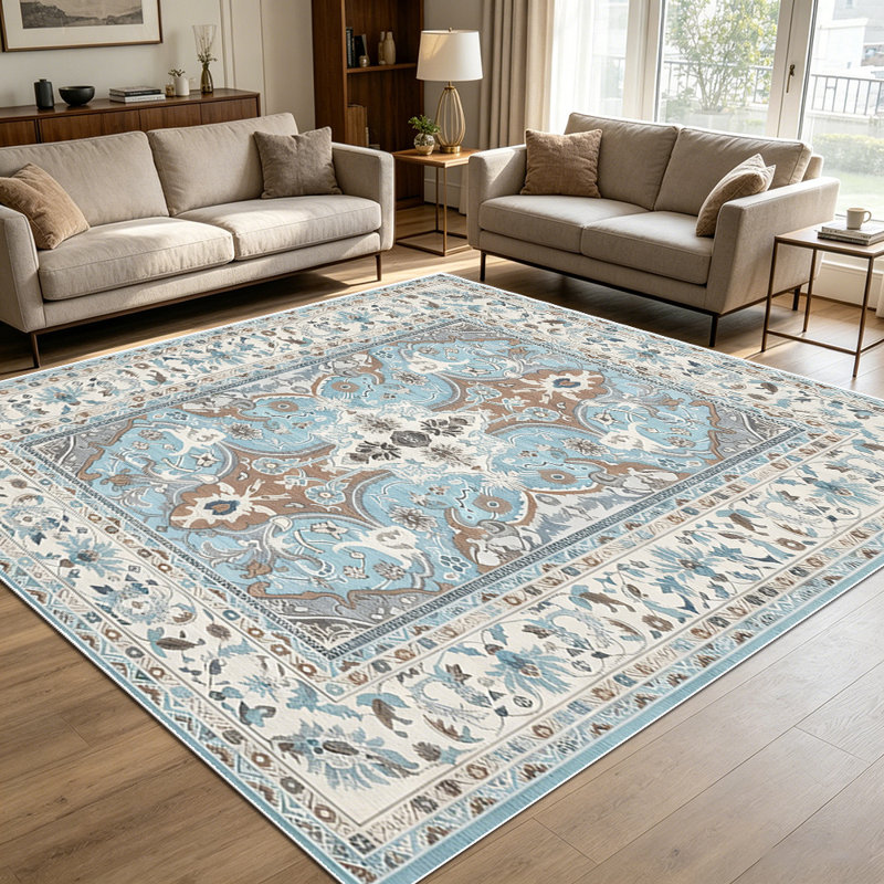 1PC Vintage Persian Floral Medallion area rugs for Living Room, Soft and Comfortable, Suitable for all seasons, easy-to-maintain, machine washable Indoor floor mat, Under Table Farmhouse suitable for dining room, bedroom, front entryway, home office,