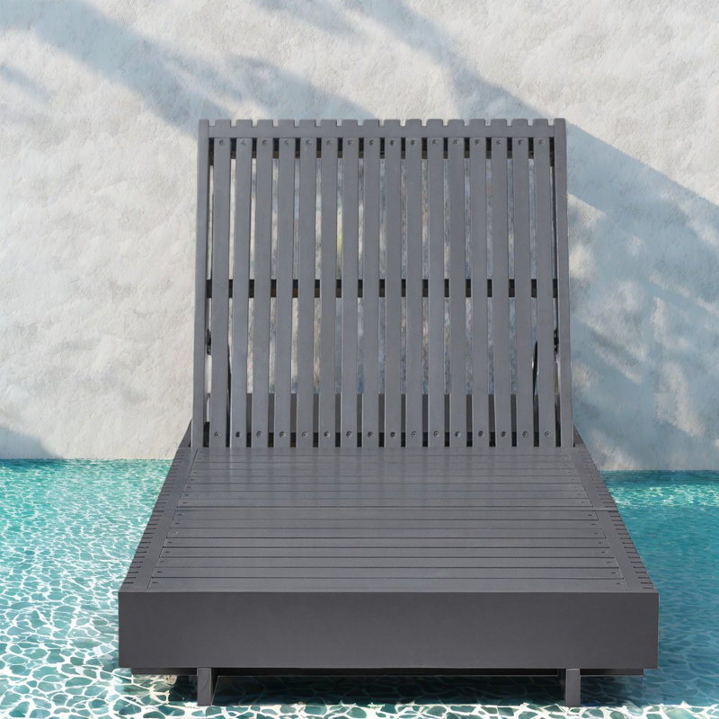 Méridiennes de patio durables en bois d'acacia, design moderne gris foncé pour l'extérieur