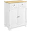 Buffet avec comptoir en bois massif, armoire de rangement de cuisine moderne, armoire à café avec 2 tiroirs, portes et tablette réglable, patiné