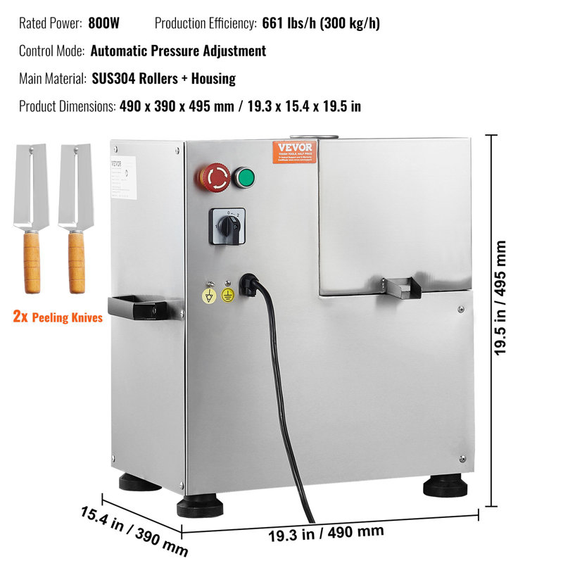 Electric Sugar Cane Juicer, 800W Machine With 661LBS/H Output, 4 Rollers, Auto Pressure Adjust