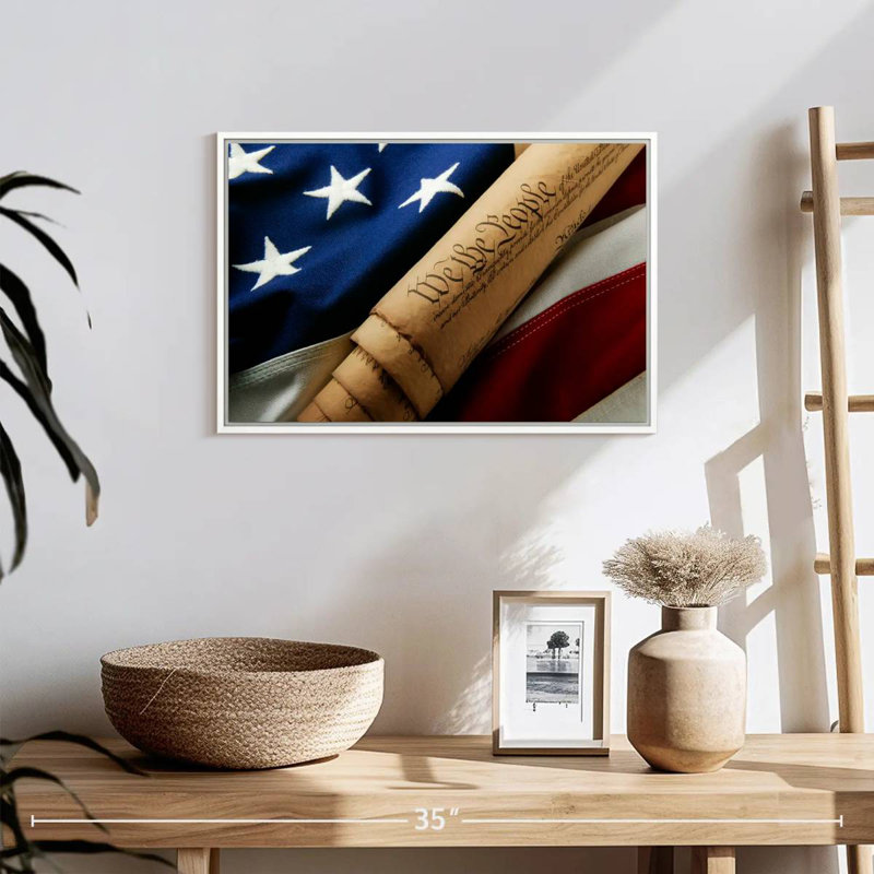 Liberté américaine, 19 po x 13 po, Cadre flottant blanc