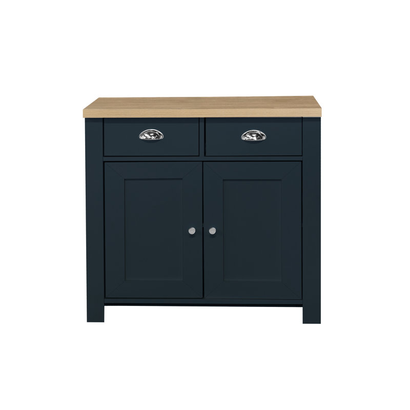 Highgate 79cm Wide 2 Drawer Sideboard, Navy Blue/Oak