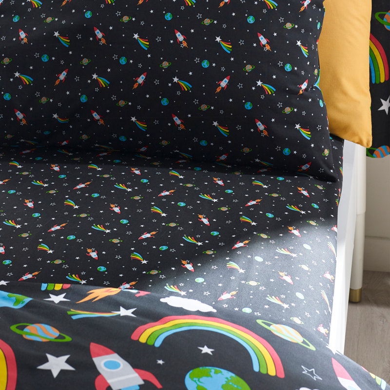 Rainbow Rockets Fitted Sheet, Cot Bed / Toddler (70 x 140cm)