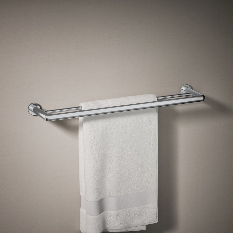 Kumin 26" Wall Mounted Towel Bar, Polished Chrome