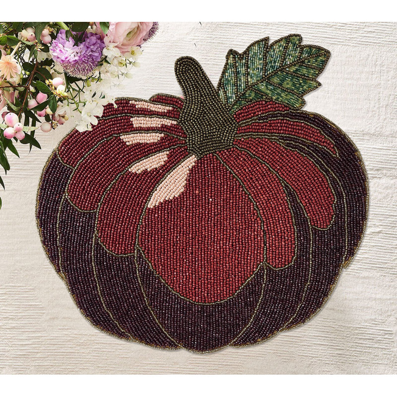 Ensemble de napperons perlés faits à la main avec motif de citrouille d'automne pour un décor de table des fêtes sans égratignures