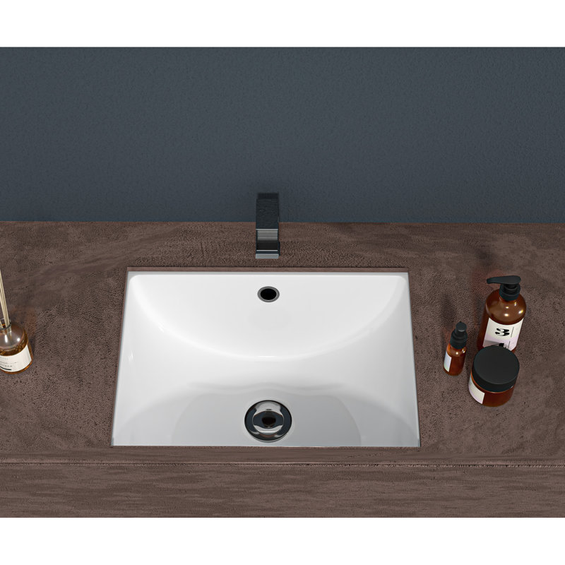 20.25"X15" White Ceramic Rectangular Undermount Bathroom Sink With Overflow