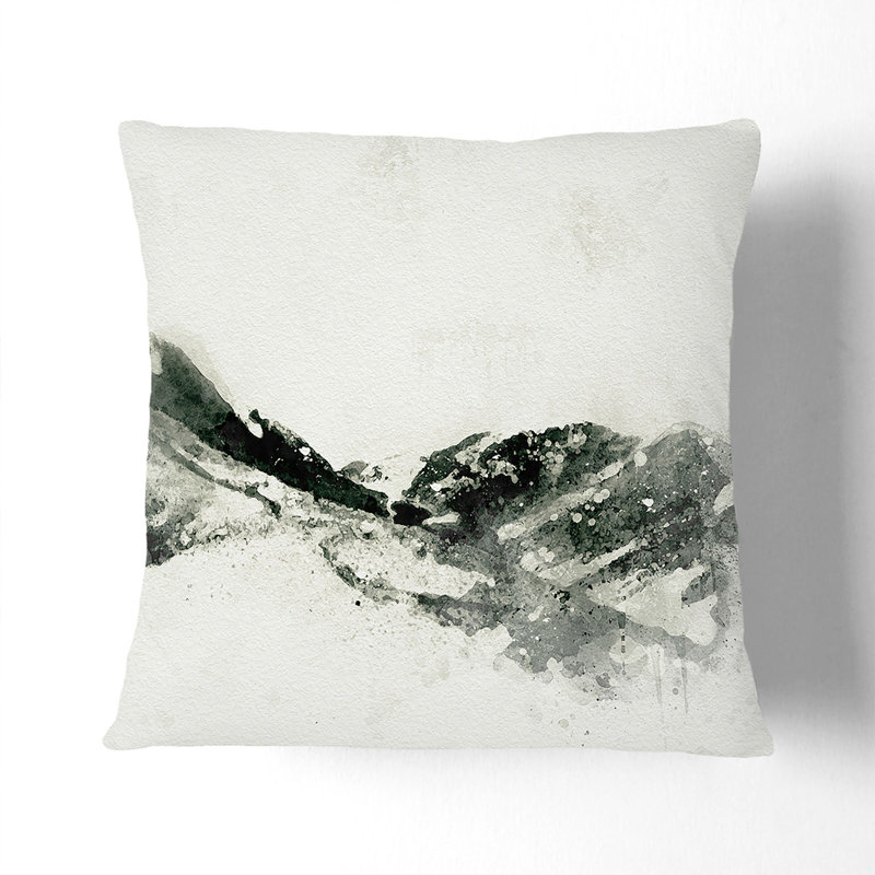 Path Through the Lake District Cushion with Filling, Black, 40cm H x 40cm W x 15cm D