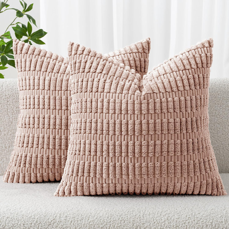 Striped Square Cushion Cover, Pink