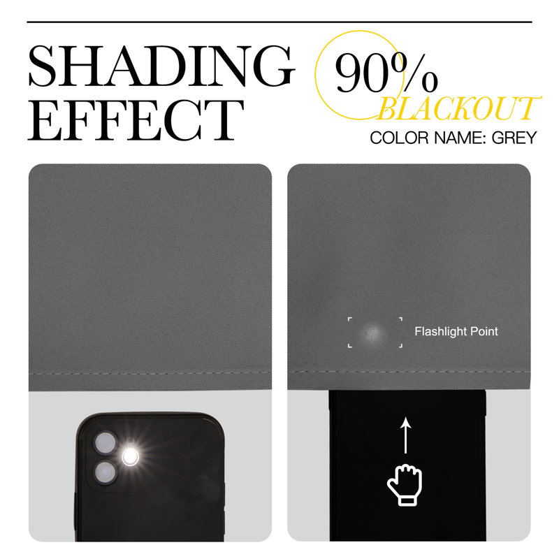 Blackout Curtain Light & Noise Reducing Room Darkening Drapes for Bedroom/Living Room/Kitchen, 2 Pieces, Gray, 42" W x 50" L