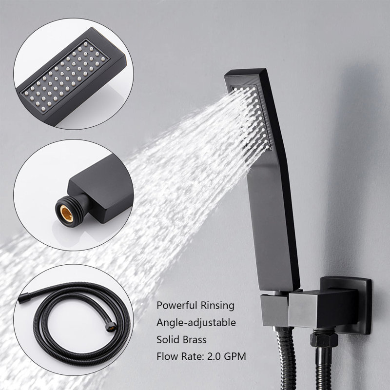 Swiveling Wall Mount Tub Filler Faucet With Handheld Shower, Matte Black