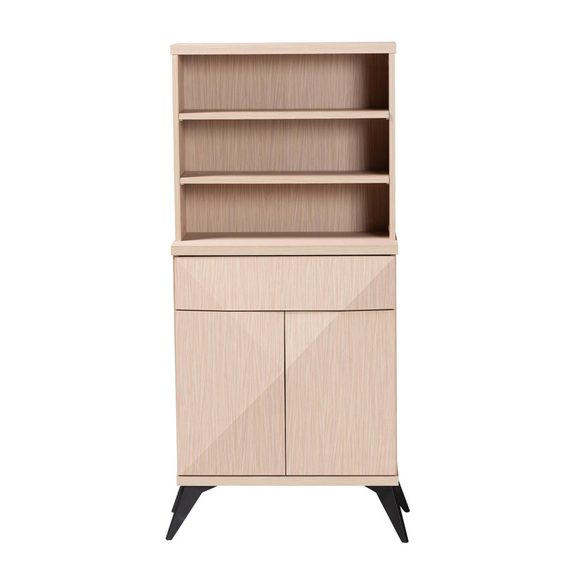 Armoire de cuisine en bois brun clair et noir Mid-Century