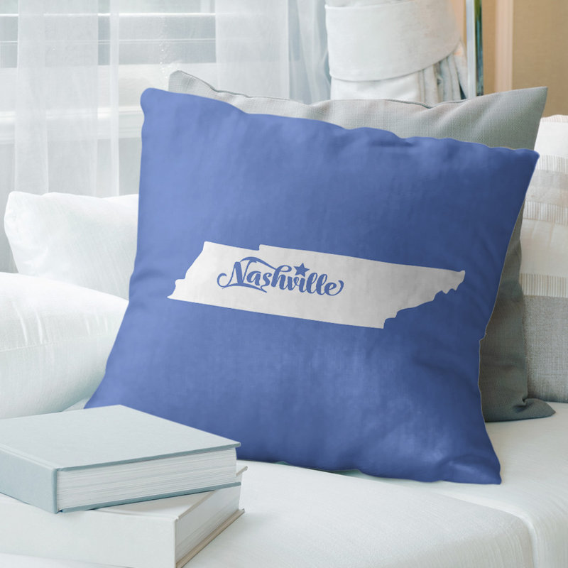 Coussin, Nashville, 20 po x 20 po, Bleu