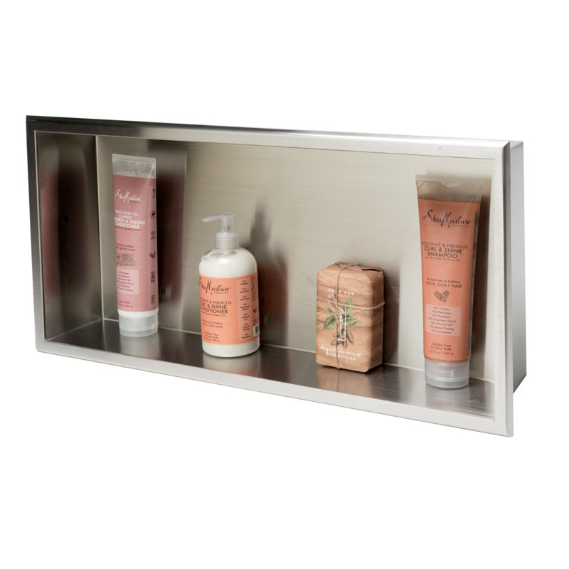 Niche de douche horizontale simple en acier inoxydable, Acier inoxydable brossé