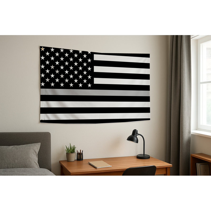 Thin Silver Line American Flag - Drapeau