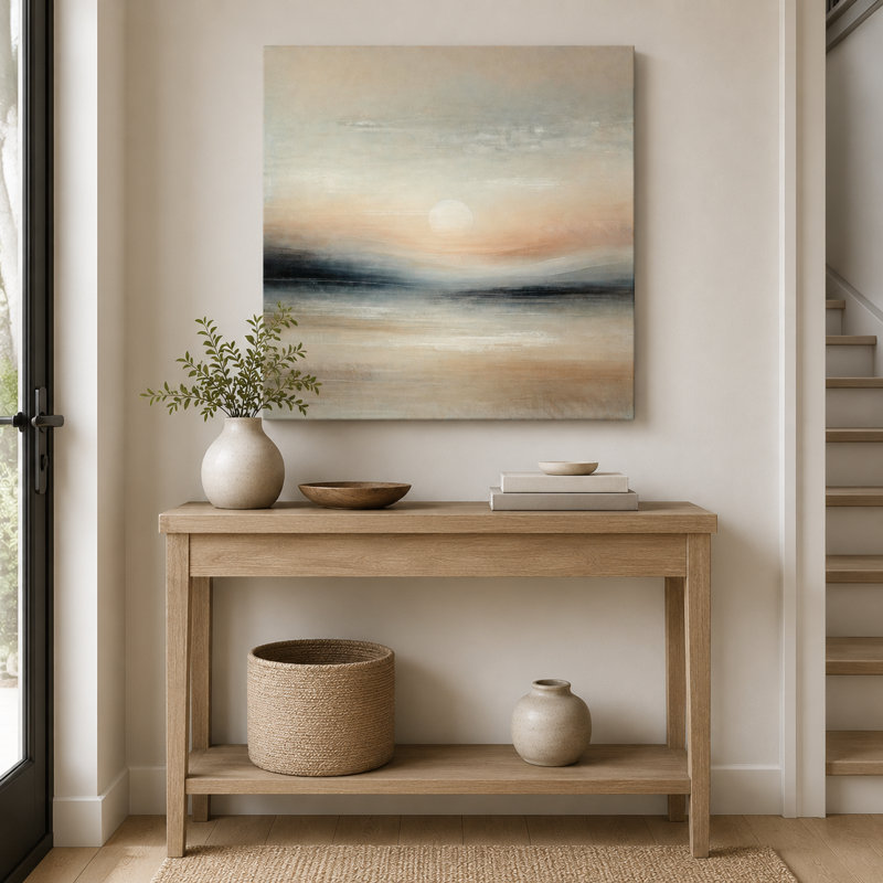 Tranquil Glow: Abstract Sunset Landscape Canvas Print, 30" H x 30" W x 1.5" D