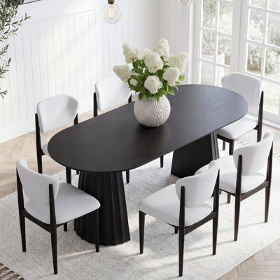 Hulse 7 - Piece Oval Solid Wood Dining Table Sets
