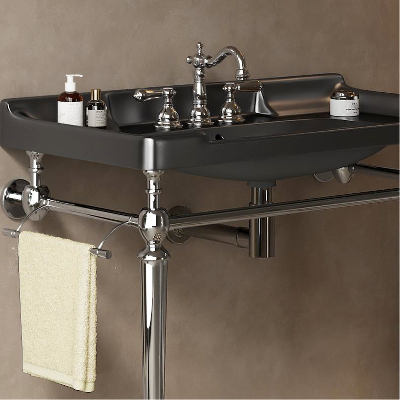 Meuble-lavabo autoportant de 36 po Finish avec pieds en fer et barre à serviettes détachable orientée vers la gauche ou vers la droite, livré avec l'ensemble d'assemblage, poids de 10,23 lb, pieds, paquet plat, guide étape par étape, 34,9 po