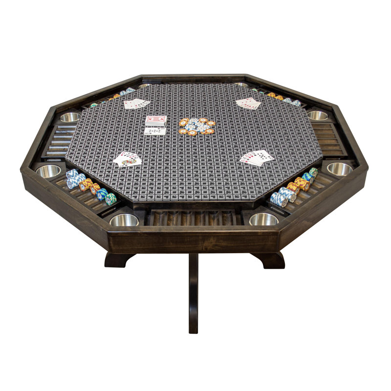 Mocha Knotty Alder Wood Poker Table with Cushioned Speed Cloth