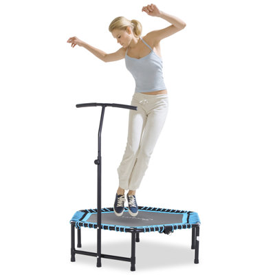Soozier 4' Foldable Hexagon Indoor Fitness Trampoline with Handlebar