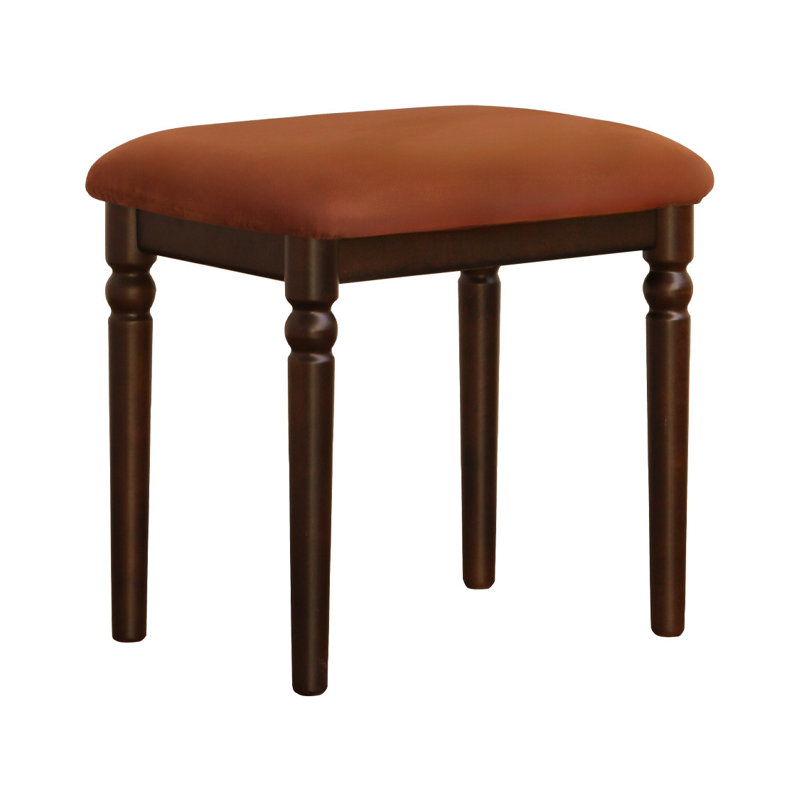 Tabouret de maquillage en bois massif, Orange, Velours