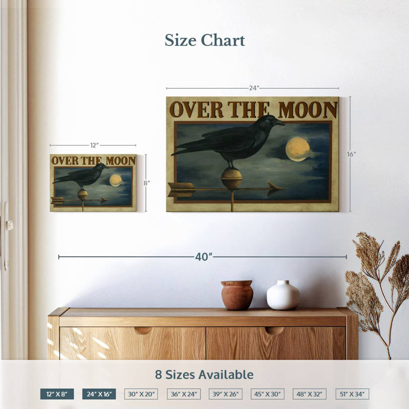 Over The Moon Crow Weathervane, 16" H x 24" W