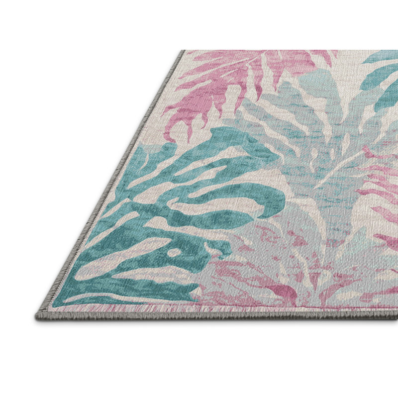 Machine Washable Gray Area Rug, Rectangle 7' x 9'