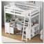 Lit mezzanine avec bureau en U, tiroirs et tablettes de rangement-106847898-106847901