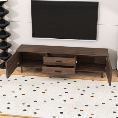TV Stand with Ample Storage and Wood Legs