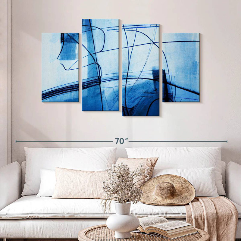 Avery Abstract Blue Lines, 32" H x 52" W