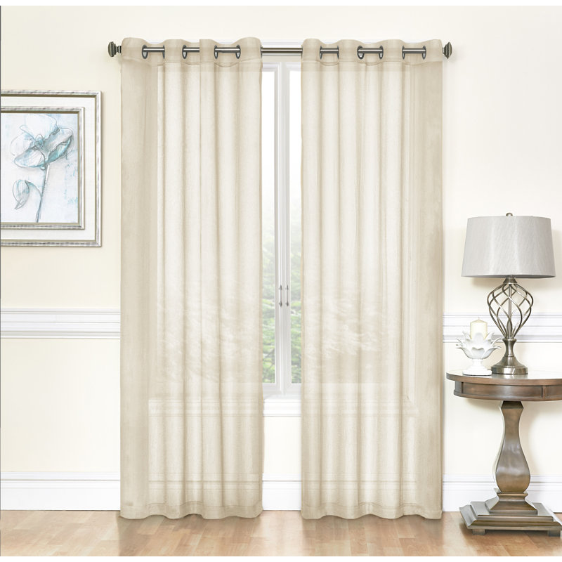 Meyersdale Sheer Curtain Pair, Beige