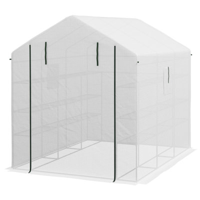 Walk-in Greenhouse with Mesh Door and Windows