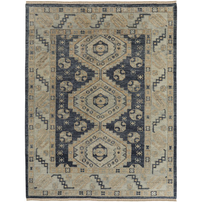 Nanayaw Hand Knotted Wool Geometric Area Rug
